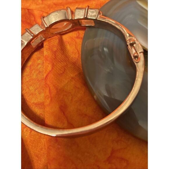 Kate Spade New York Oval/Rectangular Glass Gold Tone Hinged Bangle Size 6.75 - Picture 10 of 15